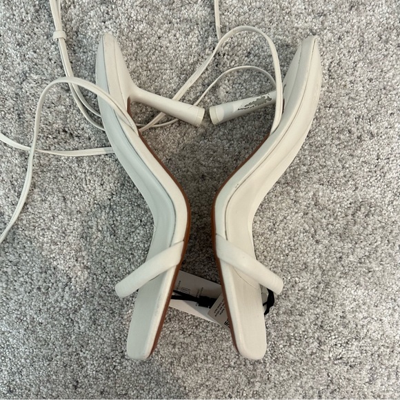 NWT Zara White Square Toe Wrap Heeled Sandals - Picture 11 of 14